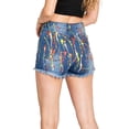 thumbnail image 3 of Purple Candy Womens Juniors High Rise Paint Splatter Denim Shorts (S, Medium Blue), 3 of 5
