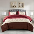 thumbnail image 4 of Marina Decoration Home Decor Ultra Soft Luxury Fluffy Goose Down Alternative Bedding Printed Comforter Set, Modern Burgundy Cosmos Floral Pattern, 4 of 5