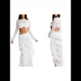 thumbnail image 3 of Conjunto de 2 Piezas de Camiseta Sin Mangas con Encaje de Cuerda para Mujer, Faldas Escalonadas Ajustadas, Vestido de Cóctel para Fiesta. M, 3 of 7