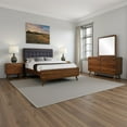 thumbnail image 4 of Ryb 4pc Bedroom Set with Queen Bed- Walnut Brown- Dark Gray Upholstery, 4 of 7