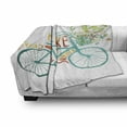 thumbnail image 3 of Bicycle Soft Flannel Fleece Throw Blanket, Vintage Summer Bike a Floral Bouquet Vehicle for Transport Illustration, Cozy Plush for Indoor and Outdoor Use, 50" x 60", Turquoise Yellow, by Ambesonne, 3 of 6