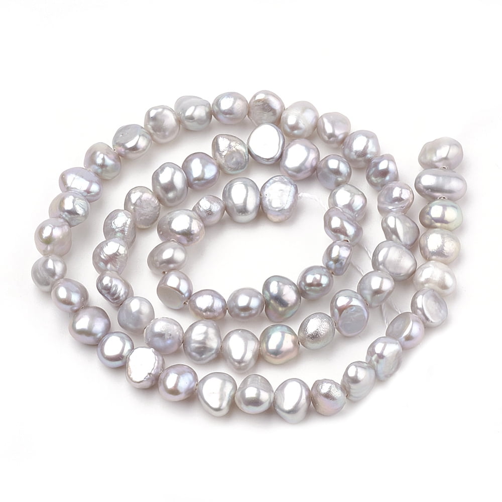 Natural Cultured Freshwater Pearl Beads Strands Two Sides Polished Dyed Silver 5~7x5~6x3.5~4.5mm Hole: 0.5mm about 65pcs/strand 14.17 inch(36cm)