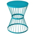 thumbnail image 2 of Demi Bonn 15" Steel Outdoor Side Table, Hourglass Design End Table for Patio & Indoor Use, Garden Accent Table, Blue, 2 of 9
