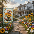 thumbnail image 6 of 30x45Cute Otter Design Welcome Garden Flag Vibrant Sunflower Pattern Outdoor Yard Flag Golden Text Accent Cartoon Garden Welcome Banner for Front Yard Decor Backyard Gathering Porch Decoration, 6 of 9