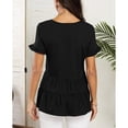 thumbnail image 4 of Camiseta estilo Babydoll suelta con cuello en V y manga corta con volantes para mujer, informal, para verano, 4 of 6