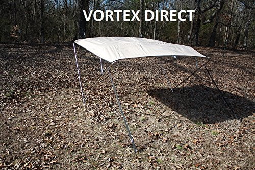 New TAN BEIGE STAINLESS STEEL FRAME VORTEX 4 BOW PONTOON DECK BOAT BIMINI TOP 8' LONG, 67-72" WIDE (FAST SHIPPING... by VORTEX DIRECT