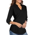 thumbnail image 3 of Ketyyh-chn99 Chandail en Molleton pour Femmes Vêtements Décontractés d'Été Manches Courtes Tunique Décontractée Confortable Col Rond Noir,P, 3 of 4