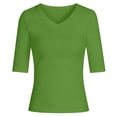 thumbnail image 4 of EYNMVR Women's V Neck T Shirts Slim Fitted Half Sleeve Tops Basic Tees, 4 of 4