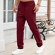 thumbnail image 4 of Ceisia Men's Casual Solid Color Cotton-Linen Drawstring Buttoned Straight-Leg Pants Wine L Gifts, 4 of 7