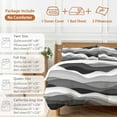 thumbnail image 6 of Ocean Waves Bedding Duvet Cover Set Full Size 4 Pieces Gray White Wave Dark Gray Gradient Bedding Set with Zipper Closure, 1 Comforter Cover 86x86 Inches 1 Flat Sheet & 2 Pillow Cases, 6 of 7