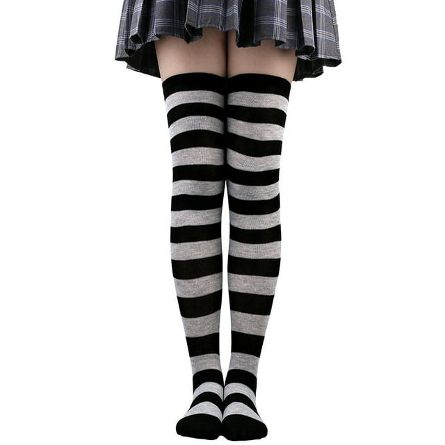 Xiao Hua 1 par de calcetines por encima de la rodilla, hasta la rodilla, para mujer, para cosplay, uso diario, color gris.