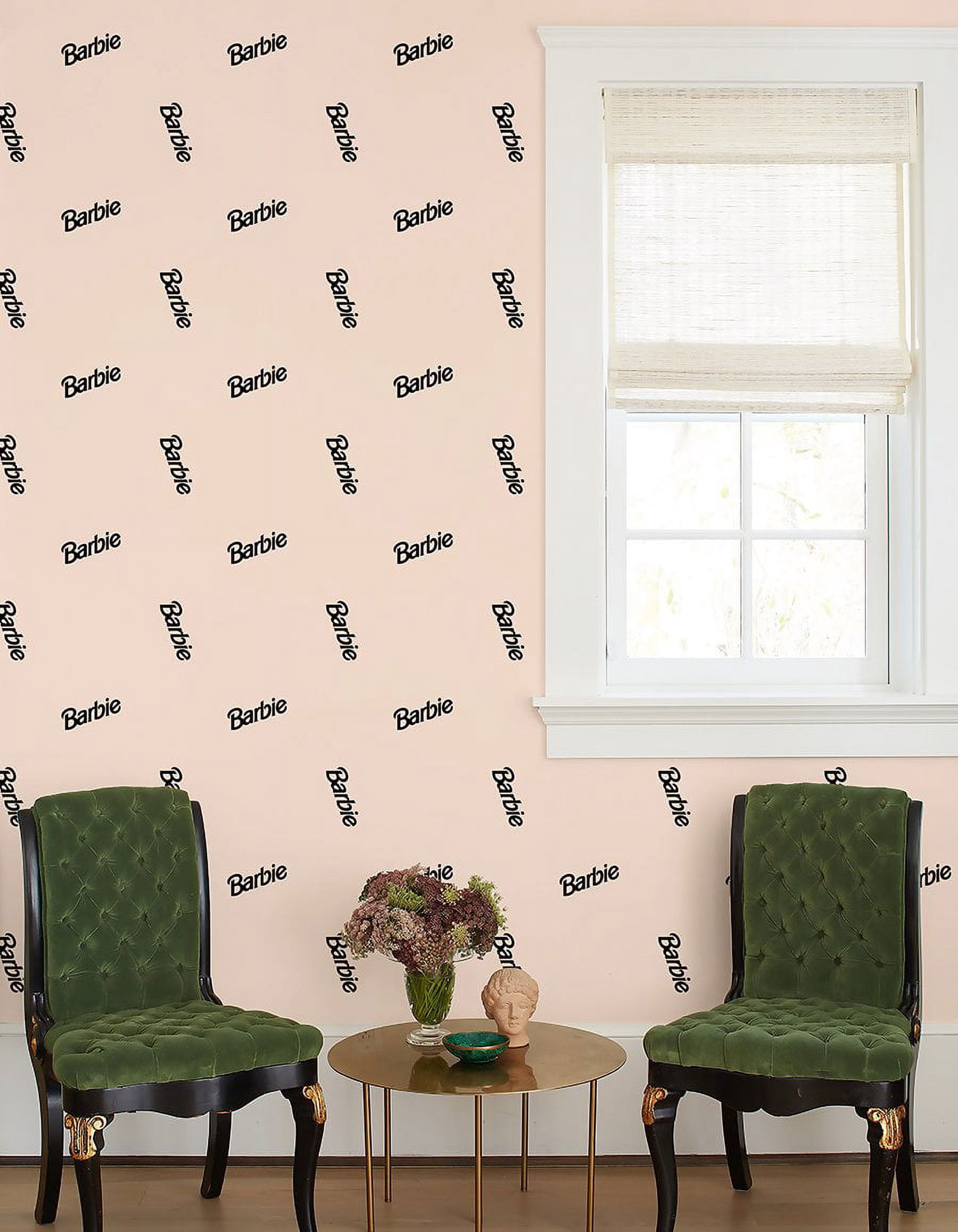 Barbie 90s Logo Removable Vinyl Wallpaper by Barbie - Peach