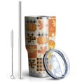 thumbnail image 2 of 30oz Fall Pumpkins Leaves Pattern Tumblers Stainless Steel Tumbler with Lid and Straw,Vacuum Insulated Double Wall Travel Tumbler Cups Mug with Cleaning Brush for Coffee,Tea, 2 of 7