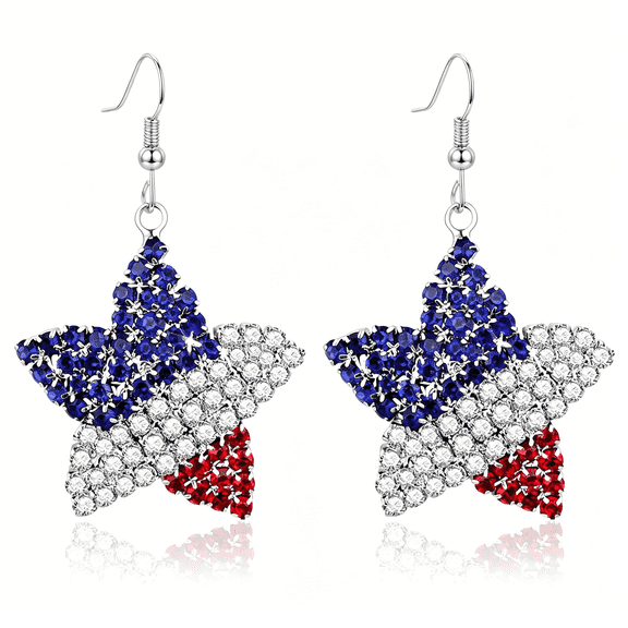 DESIGNICE 4Th of July Earrings,Patriotic Earrings for Women As Fourth of July Outfits for Anniversary Party Daily,250Th Anniversary Usa Earrings As Independence Day Red White and Blue Jewelry