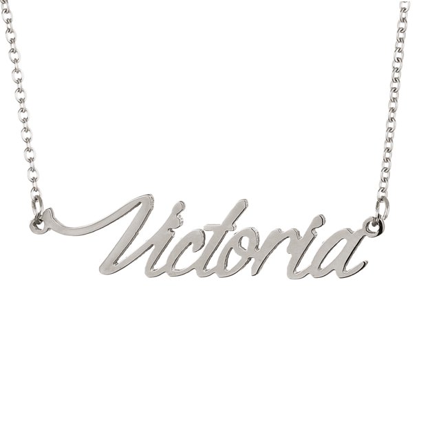 Huan Xun Victoria Name Necklace Nameplate Stainless Steel Jewelry for
