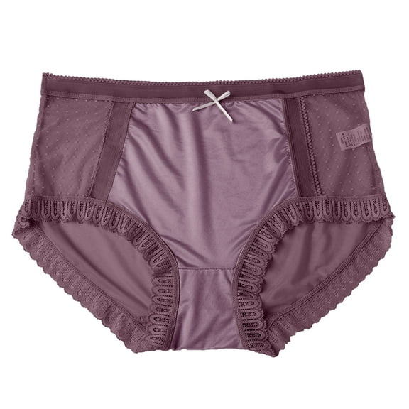 Women Silk Panties Cotton Crotch Mid Waist Seamless Breathable Lace Mesh Sexy Briefs