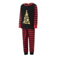 thumbnail image 3 of Conjunto de pijamas navideños familiares a juego con estampado de árbol y rayas. Pijamas de vacaciones para papá, mamá y niños., 3 of 9