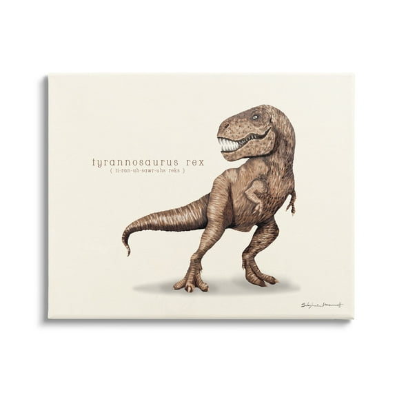 Stupell Educational T-Rex Dinosaur Animals & Insects Painting Gallery Wrapped Canvas Print Wall Art