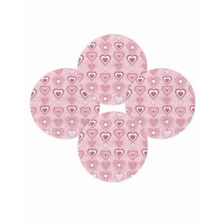 Valentine s Day Round Placemats Set of 4 Pink Love Heart Place Mats Washable Woven Placemat Cute Balloon Abstract Leaves Circle Braided Table Mat for Kitchen Dining Table Wedding Party Decor 15 Inch