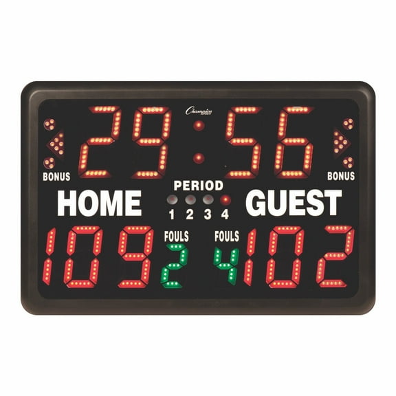 Champion Sports Electronic Scoreboard, Multi-Sport Tabletop Indoor, 24" L x 16" H x 10" D, Black, (Model: T90)