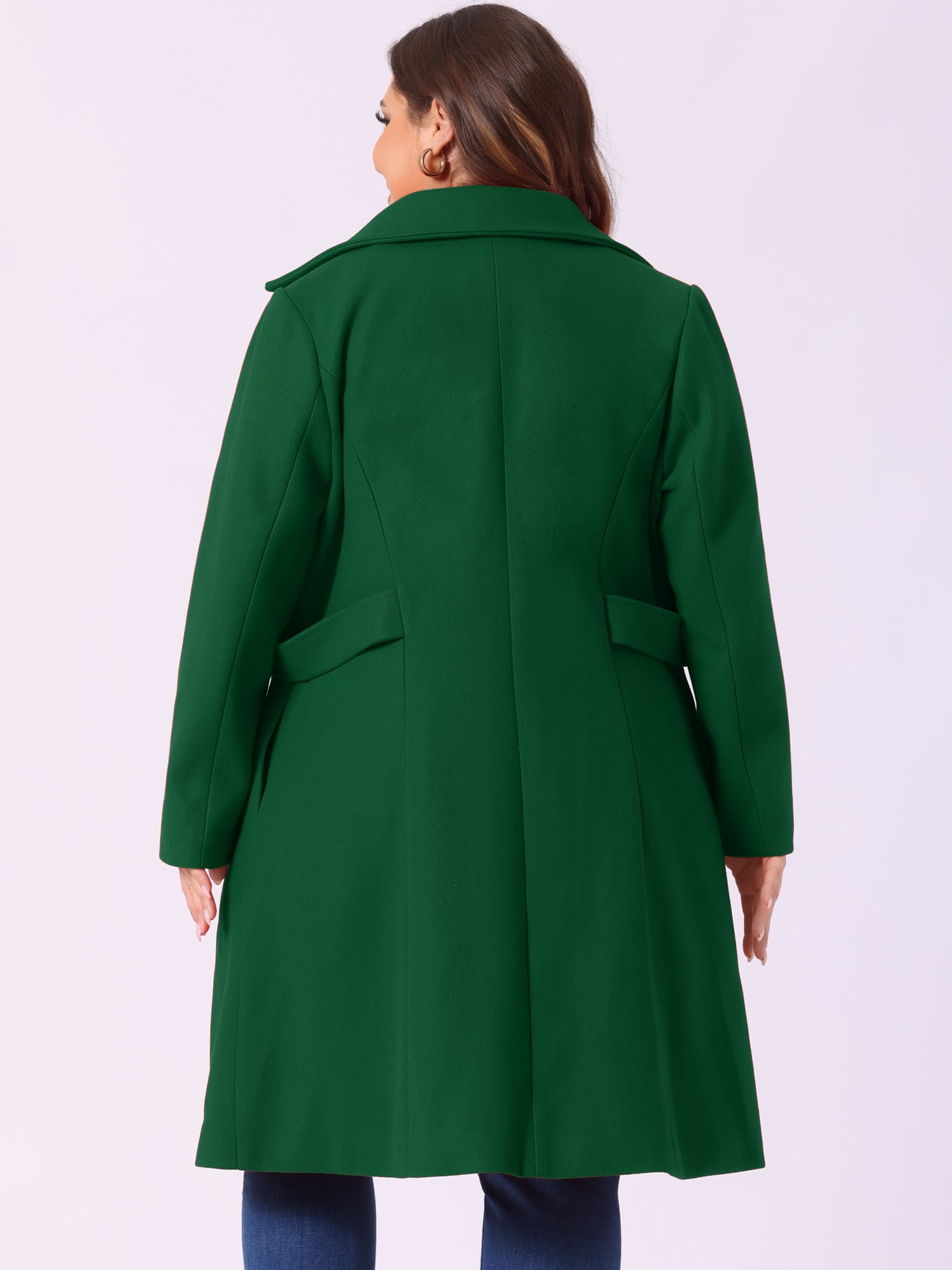 DARING DIVA Women's Plus Size Long Sleeve Utility Overcoat 2X Dark Green