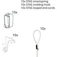 thumbnail image 5 of STAS 10-Pack Picture Molding Hook Set - Includes Crown Moulding Hooks + Clear Looped end Cables + STAS smartspring Picture Hook Chrome/Silver Picture Rail Hooks, 78 inch Cord, Adjustable Hook, 5 of 8