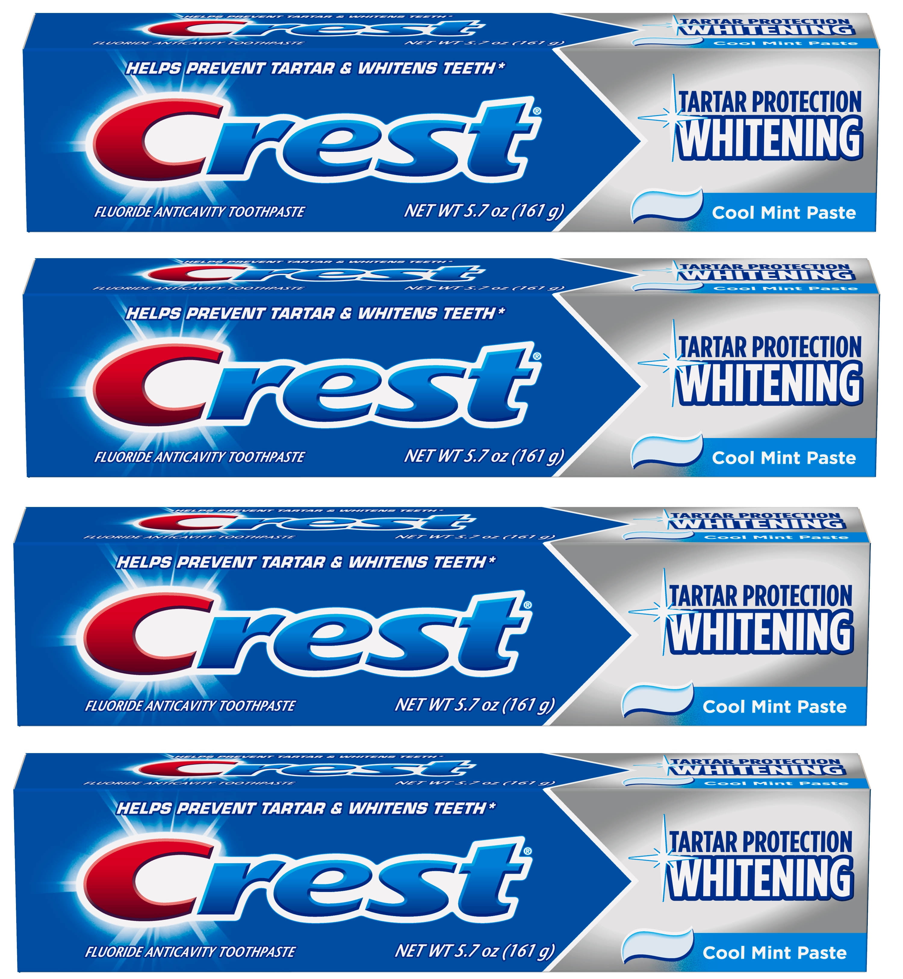 Crest Tartar Protection Toothpaste, Whitening Cool Mint, 5.7 oz, 4 Pack
