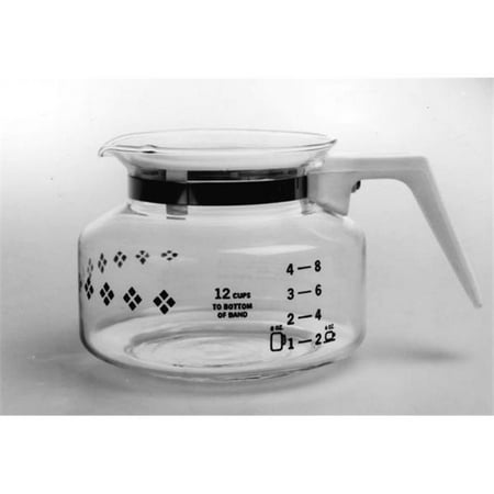 Medelco GL200 12 Cup Universal Replacement Coffee Carafe with White Handle & Lid