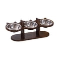 thumbnail image 2 of Comedero elevado para mascotas, soporte de madera para perros y gatos, con 3 cuencos de acero inoxidable para gatos de interior y perros pequeños., 2 of 8
