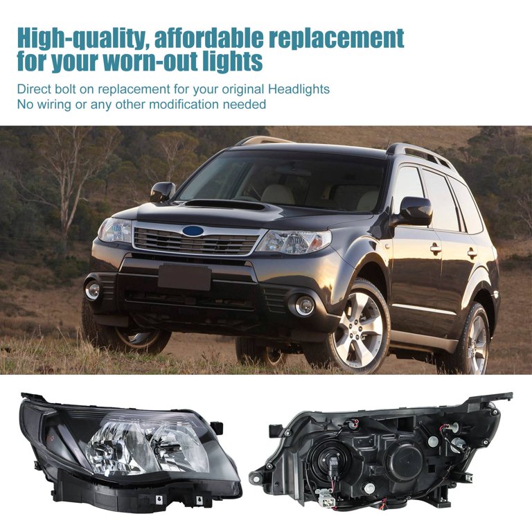 For 2009-2013 Subaru Forester Halogen Black Housing Headlights Headlamps 09-13