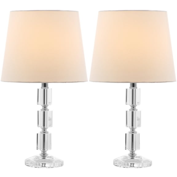 SAFAVIEH Erin 16 in. Crystal Table Lamp with Off-White Polyester Shade, Set of 2