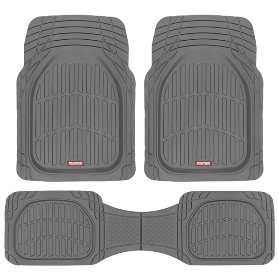 MOTOR TREND & BDK Heavy Duty Gray Rubber Car Mats Full Set - Universal Trim-To-Fit All Weather Floor Mats - Floor Mats for Car Accessories - Front & Back Interior Floor Mats for Truck Accessories