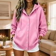 thumbnail image 5 of Otntypg Snap Button Down Hoodies for Women Trendy Fall Long Sleeve Drawstring Hooded Pullover Sweatshirts Loose Lightweight Casual Basic Solid Color Cardigan Hoodie Jacket with Pockets, 5 of 7