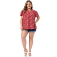 thumbnail image 3 of DARING DIVA Women's Plus Summer Ruffle V Neck Double Short Tops 3X Red, 3 of 6