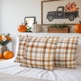thumbnail image 6 of Brown Checked Throw Pillow Covers 18x18 Inch Set of 2, Watercolor Coffee Buffalo Plaid Waterproof Outdoor Pillow Covers, Decorative Cushion Pillowcases for Couch, Sofa, Bed, Garden, Patio, 6 of 9