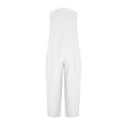 thumbnail image 4 of Capri Jumpsuits for Women Sleeveless V Neck Wide Leg Rompers Button Down Casual Summer Baggy Overalls with Pockets, XL, 4 of 6