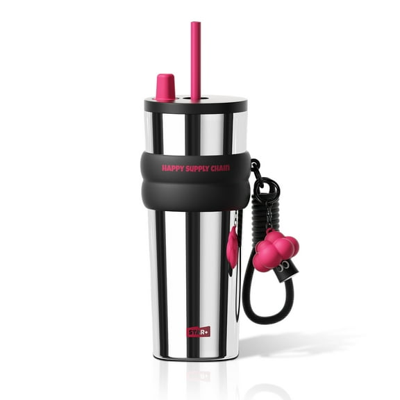 24 oz Stainless Steel Tumbler with Lid & Straw, Leak-Proof Insulated Water Bottle, Portable Travel Coffee Mug for Women (Silver)