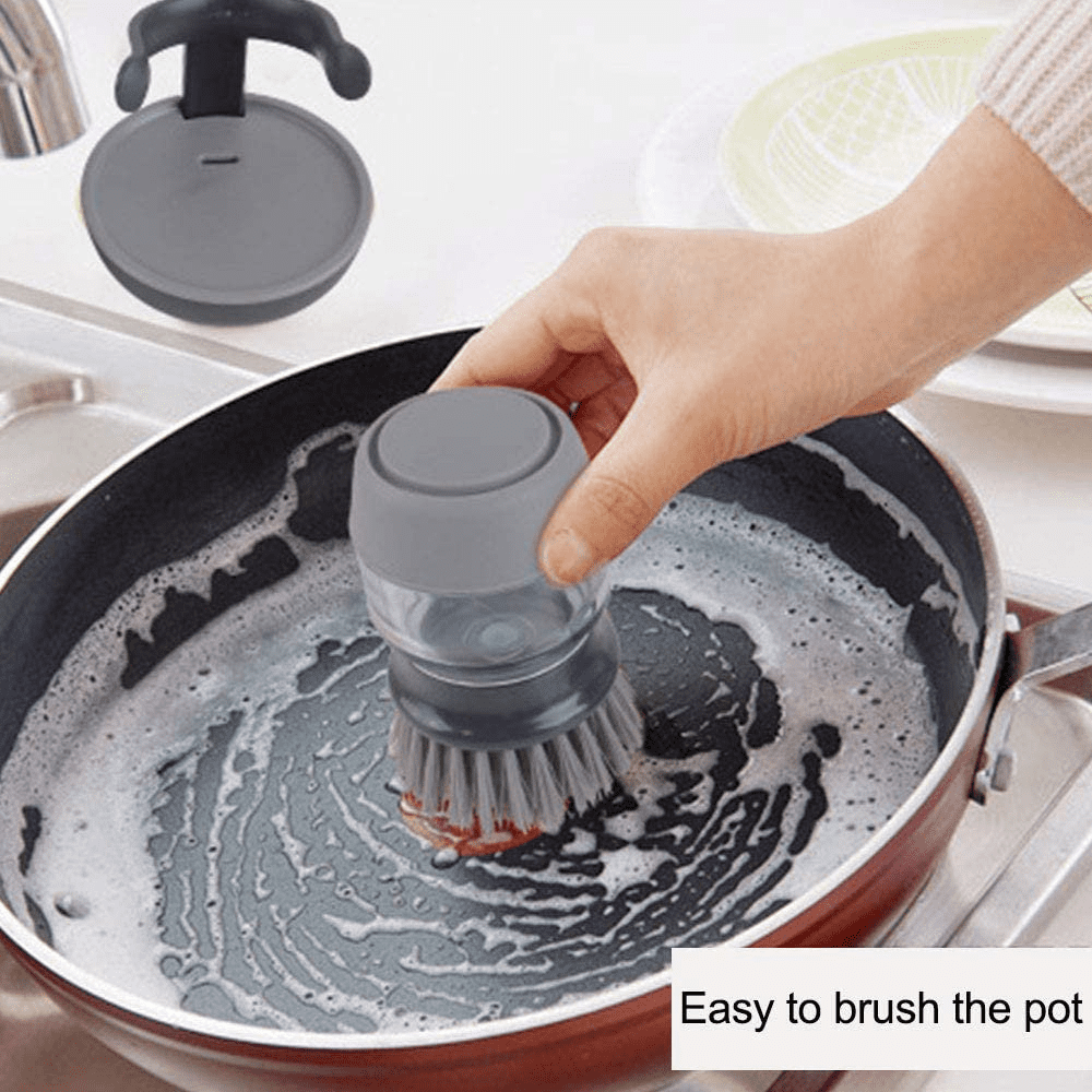 Dish Brush with Soap Dispensing for Dishes Pot Pan Kitchen Sink Scrubbing  Pot Dish Brush Washing Utensils Sink Cleaning Accessories(Purple)
