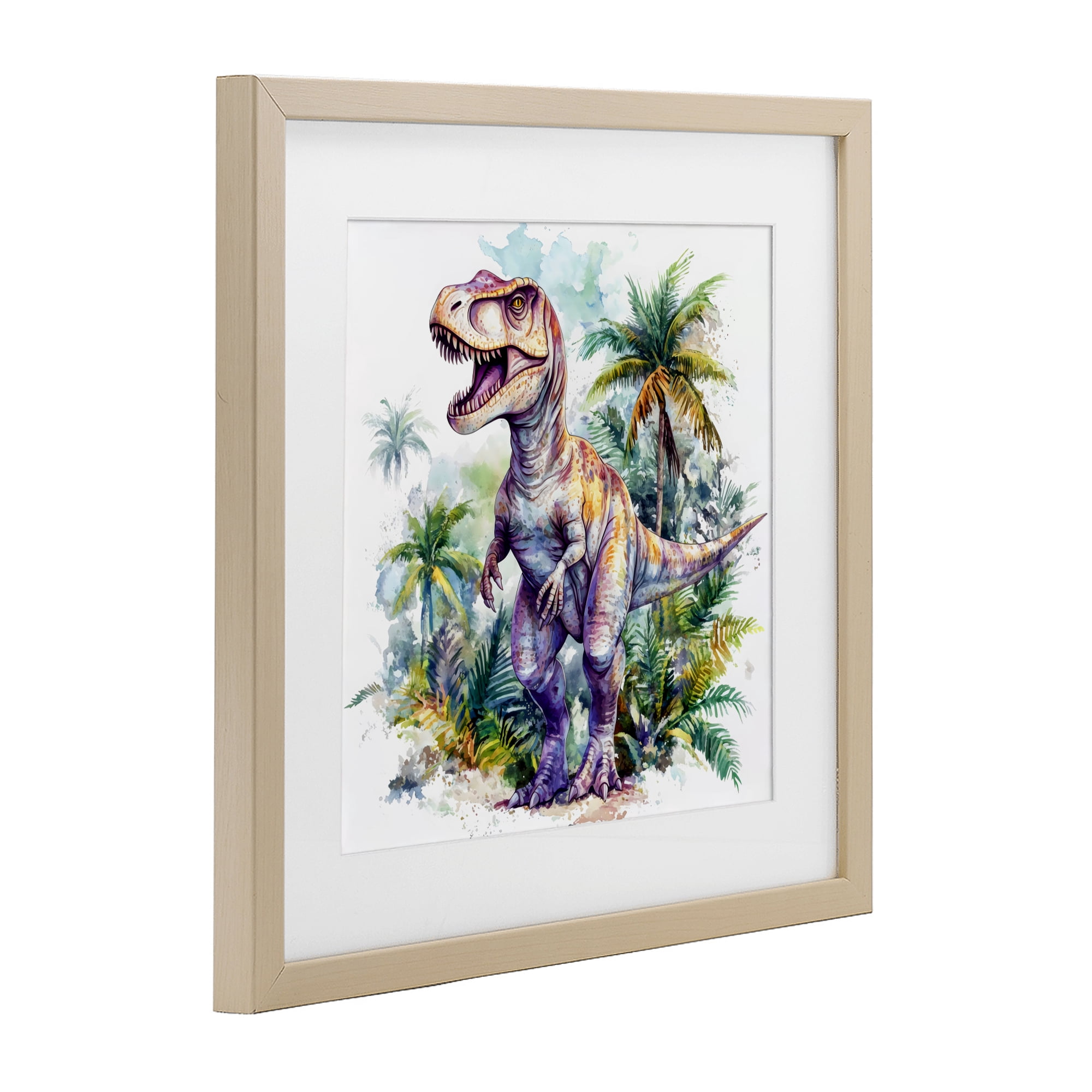 Stupell Industries T-Rex Among Palm Trees Birch Framed Print Under Glass, design by Creative Studio