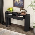 thumbnail image 4 of Harper & Bright Designs Fluted Console Table with 2 Storage Drawers, Modern Wood Entryway Table with Oval Top for Entryway and Living Room, Black, 4 of 12