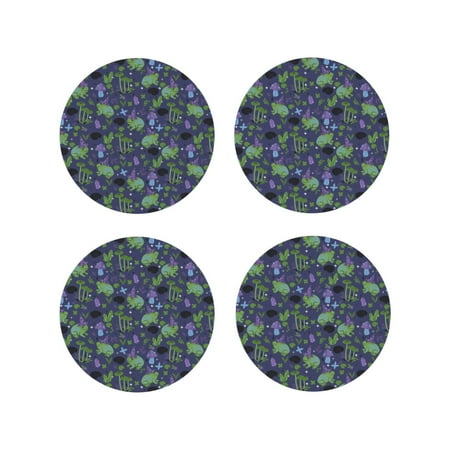 

Fuzoiu Magic Toads in Hats Print Leather Coasters Set Drink Coasters Set of 4 for Tabletop Protection Durable PVC Coasters Home Décor and Housewarming Gift-Round Shape