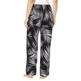 thumbnail image 3 of Pajama Pants Women, White palm leaves_G Sweatpants Soft Sleep Lounge Pants, Casual PJ Bottoms Pants with Pockets, 3 of 5