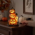thumbnail image 3 of sruoe Halloween Decorations,Halloween Resin Pumpkin Ghost Light , Yellow Stacked Pumpkin Desktop Decor With Warm Lighting, USB Powered, Cute Ghosts and Candy Accent for Home or Party, 3 of 6