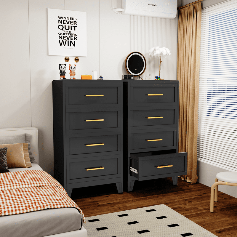 Erosoei Modern Metal Nightstand 4 Drawer Dresser for Bedroom