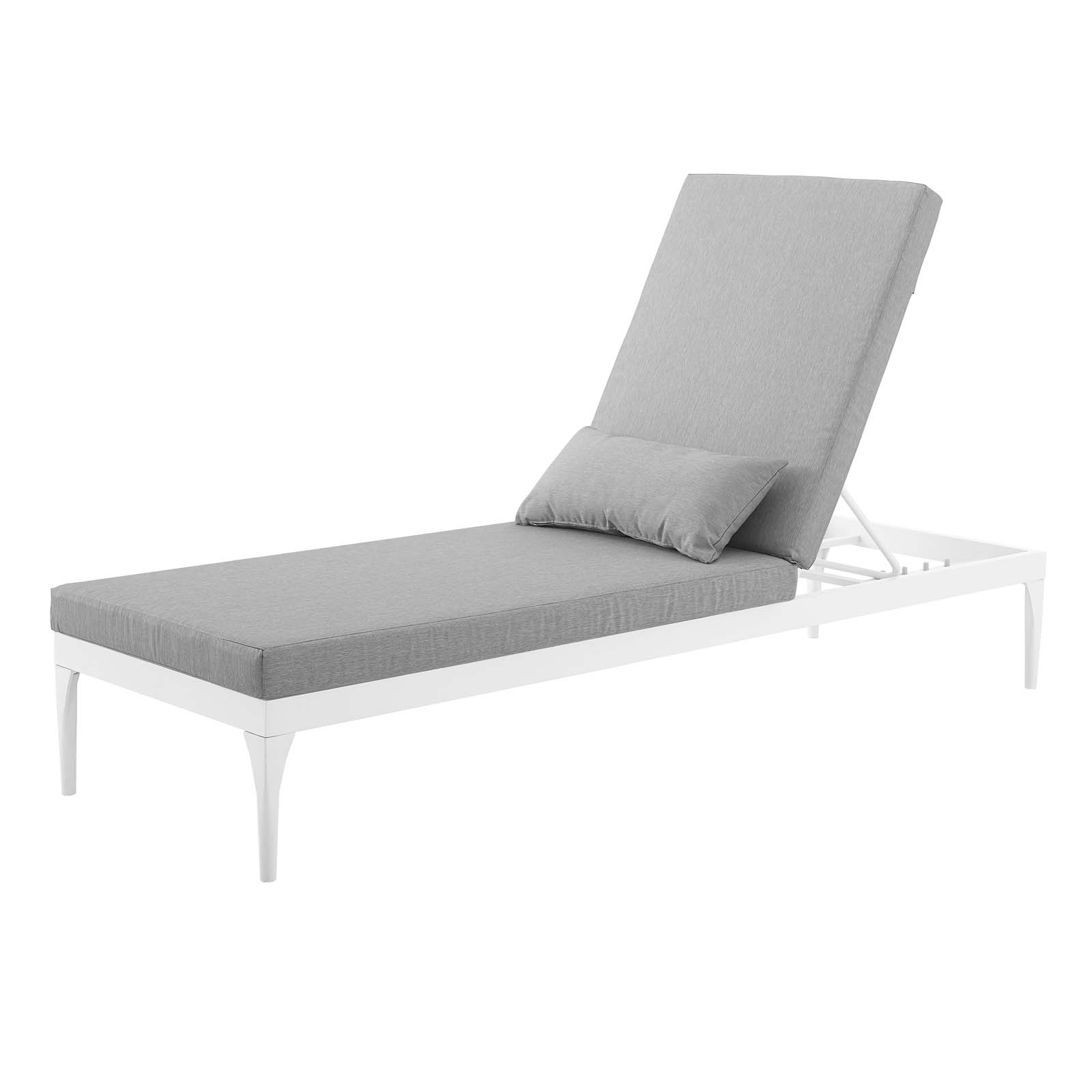 Modern Contemporary Urban Design Outdoor Patio Balcony Garden Furniture Lounge Chair Chaise, Fabric Aluminium, White Grey Gray - image 1 of 7