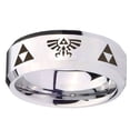 thumbnail image 2 of Tungsten Legend of Zelda 8mm Glossy Gray Polished Beveled Edges Men Ring, 2 of 2