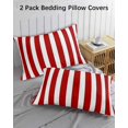 thumbnail image 3 of Red Striped Pillow Covers Queen Size 2 Pack, Christmas Farmhouse Red White Stripes Soft Bed Throw Pillowcases Breathable Cooling Long Lumbar Body Pillow Sham Cover for Bed Sofa 20''x30'', 3 of 7