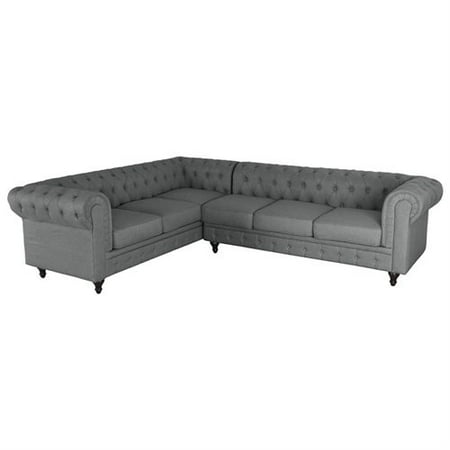 2 Pc Sectional US Pride Furniture Sophia Button Tufted Fabric Upholstered 2-Pc Right Facing Sectional Sofa, Grey ()