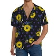 thumbnail image 3 of Vsdgher Sunflowers Print Men's Wrinkle Free Untucked Cuban Shirt Business Casual Button Down Shirts Short Sleeve Shirt, 3 of 7
