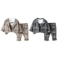 thumbnail image 3 of XBASW Toddler Baby Boys Tuxedo Suits Set Boys Plaid Printed Blazer Coat + T Shirt + Suit Pants Spring Autumn Outfit 6M-5T, 3 of 10